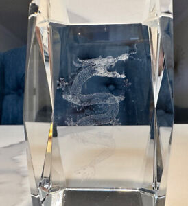 Cube en verre cristal 3D laser gravé presse-papiers serpent dragon