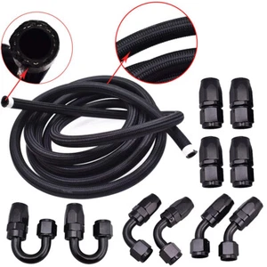 AN10 Nylon Acciaio Inox Intrecciato Tubo Carburante Fine Carburante Adattatore Kit Linea Olio 16FT - Foto 1 di 9