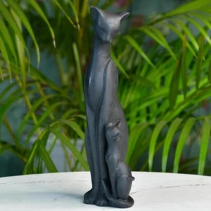 Sowpeace Resin Cat & Mom Figurine – 6cm Black Table Decor, Gift Piece (Set of 1) - Picture 1 of 7