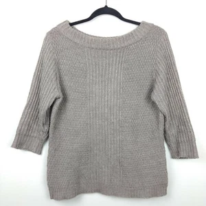 NEW YORK & COMPANY Sz M Light Gray Boatneck Sweater with 3/4 Sleeves - Picture 1 of 5