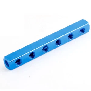 1/4 Zoll PT 6-Wege 9 Anschlüsse Luft Pneumatik Zylinder Krümmer Block Splitter blau✦Kd - Bild 1 von 2