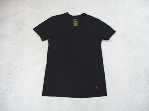 Polo Ralph Lauren Shirt medium Black Red Pony V Neck Tee Preppy Casual Cotton - Picture 1 of 9