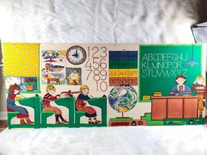 RARE Vintage original "Finlayson" 1978 school children fabric 56in × 24in - Picture 1 of 9