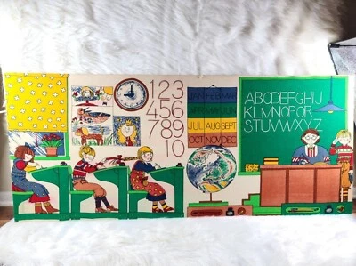 RARE Vintage original "Finlayson" 1978 school children fabric 56in × 24in - Image 1 of 4