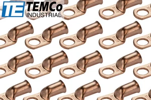 100 Lot 2/0 1/2" Hole Ring Terminal Lug Bare Copper Uninsulated AWG Gauge - Picture 1 of 7