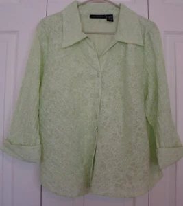 DELIGHTFUL LIME SHERBET GREEN SEMI-SHEER FABRIC BLOUSE by BLUE DIAMOND, SZ XL - Picture 1 of 3