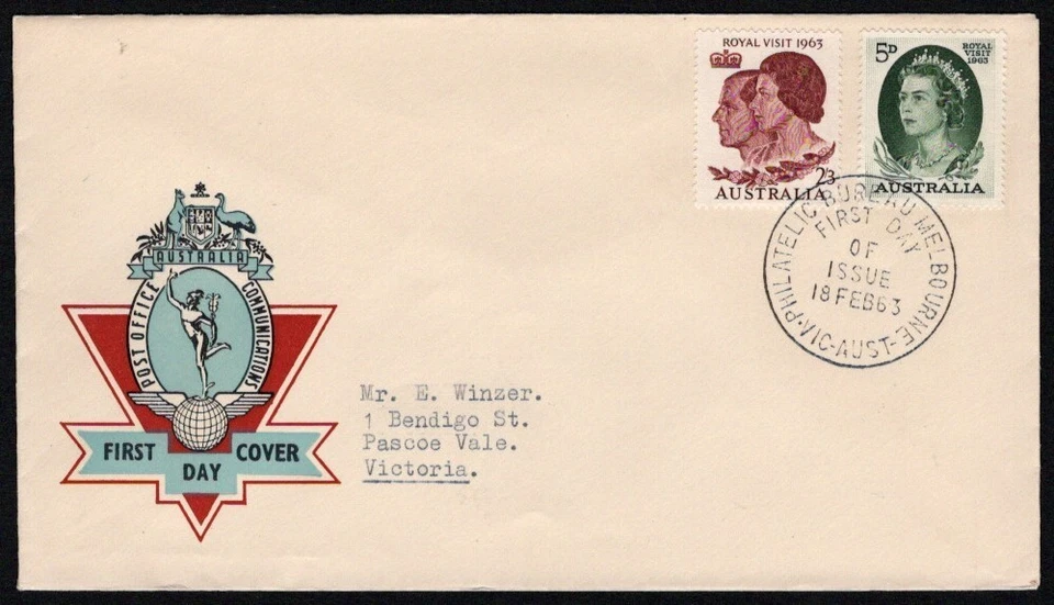 1963 VISITA REAL EN OFICINA DE CORREOS PRIMER DÍA CUBIERTA - TIPO DIRECCIÓN (RU8485) Foto 1 de 1