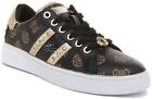 Guess Womens Bevlee Lace Up Trainers In Black Gold Colour Size Us 4   9