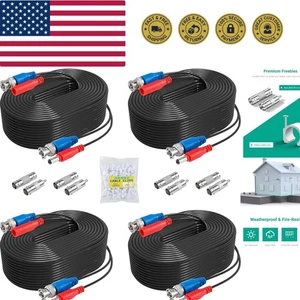 4-Pack 30M/100ft BNC Extension Cables for CCTV Security Systems with Connectors - Picture 1 of 11