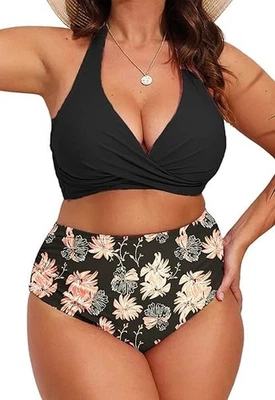 2 Piece Plus Size Tummy Control Tankini Set Swimsuit Cups C-D Size 2XL 18 / 20 - Image 1 of 4
