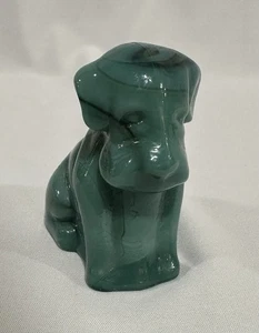 Cane vintage Boyd verde con scorie caramello cacca cane in vetro 3 1/4" - Foto 1 di 7