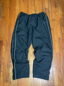 Pantaloni da pista vintage Y2K Nike da uomo taglia 2XL neri larghi larghi foderati in swoosh - Foto 1 di 6