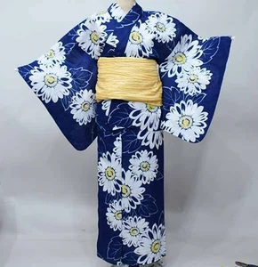 Two-part Yukata & Obi set for women Separate type Natural cooling Free size New - Picture 1 of 9