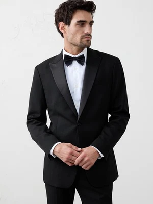 Banana Republic 40L Tailored-Fit Tuxedo Suit Jacket Black Formal Tux Blazer 40 L - Image 1 of 4