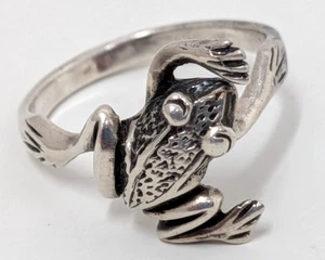 Vintage Sterling Silver 925 Frog Toad Amphibian Animal Nature Size 9 Ring - Picture 1 of 8