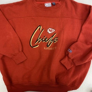 Vintage 90s Kansas City Chiefs Sweatshirt XL Made in USA NFL Embroidered Footbal - Picture 1 of 10