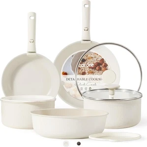 Karotte 11-teiliges Töpfe und Pfannen Set, Antihaft 11-teilig Granit Cremeweiß  - Bild 1 von 9