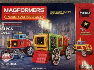 Magformers Power Vehicle Set (81 Piece) Magnetic Tiles Building Set, STEM Kit - Picture 1 of 7
