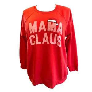 Torrid 1 (1X) Christmas Holiday MAMA Claus Santa rot kuscheliges Fleece Sweatshirt  - Bild 1 von 1