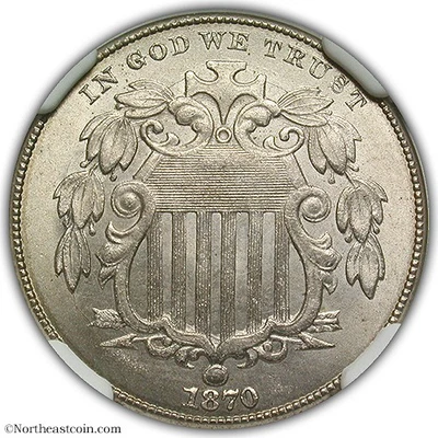 1870 Shield Nickel NGC MS66+ - Image 1 of 3