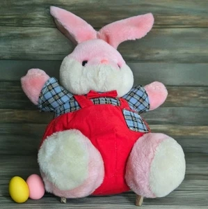 Mono de peluche Wideway vintage en rojo - juguete de conejo rosa de 10" años 80? Kawaii - Imagen 1 de 18