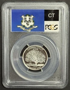 1999-S Connecticut 90% SILVER Washington Quarter PCGS PR69DCAM State Flag Label - Picture 1 of 2