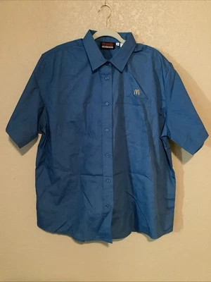 Camisa de Empleado McDonald’s Para Hombres XL Azul SS Uniforme Abotonado Logo Bolsillo WayToBe Foto 1 de 4