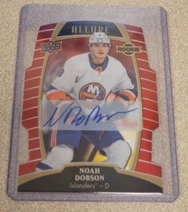 NOAH DOBSON 2019-20 PONTE SUPERIORE ALLURE HOCKEY ROOKIE ROSSO ARCOBALENO AUTO SP/349 #96 - Foto 1 di 2