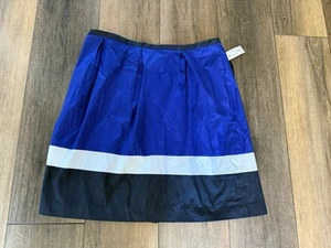 Liz Claiborne 14w A-line skirt plus size sapphire blue with white black Pockets - Picture 1 of 6