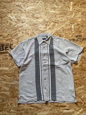 Grey and White Striped Medium Loose fit Van heusen studio Short Sleeve shirt - Image 1 of 4