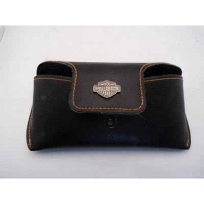 Harley Davidson Sunglasses Case Black Leather Snap Closure - Image 1 of 2