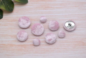 Set of 5 Pink Velvet Handmade Fabric Covered Shank Buttons - 12mm,18mm,22mm - Picture 1 of 8