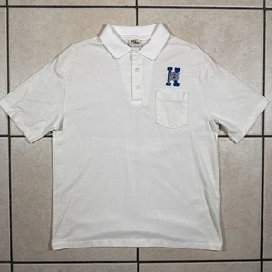 Kentucky Wildcats 80s Polo Shirt Velva Sheen Large NCAA Basketball USA Vintage - Picture 1 of 7
