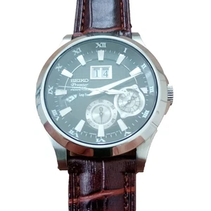 Reloj Calendario Perpetuo Cinético Seiko Premier Correa Cuero Genuino Usado de JP - Imagen 1 de 13