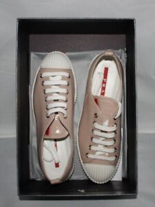prada white patent leather sneakers