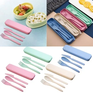 Reusable Spoon Cutlery Fork Children's Adult Portable Lunch Box Cutlery Set For - Picture 1 of 32