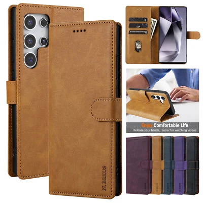 For Samsung Galaxy S24 Ultra S23 Plus S22 S21 Magnetic Leather Wallet Phone Case - Image 1 of 4