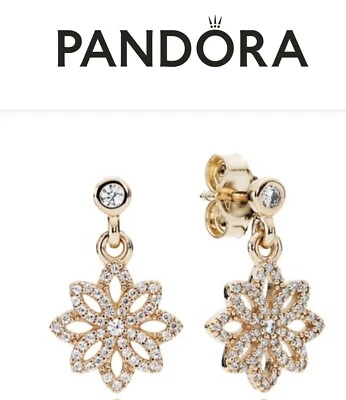 PANDORA подлинный 14K золото эля 585 кружева Botanique подвеской серьги новый - Изображение 1 из 4