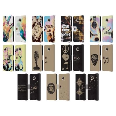 HEAD CASE DESIGNS ALL ABOUT MUSIC LEATHER BOOK WALLET CASE FOR MOTOROLA PHONES - Image 1 of 4