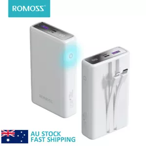 ROMOSS Touch Button 10000mAh 22.5W Fast Charge Power Bank with Built in Cables - Picture 1 of 10
