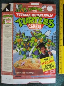 MT RALSTON Scatola Cereali 1990 TARTARUGHE NINJA ADOLESCENTI MUTANTI Z108-38 - Foto 1 di 4