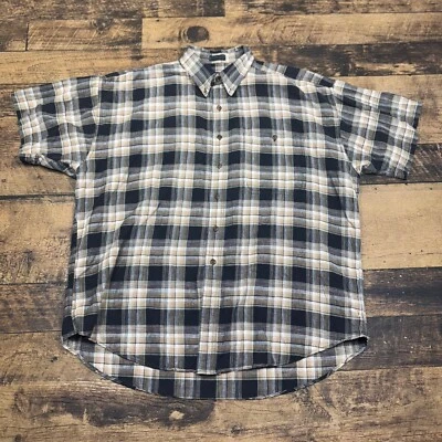 Chaps Ralph Lauren Linen Cotton Plaid Button Up Short Sleeve Shirt XL - Image 1 of 4