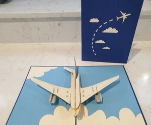 3D Pop Up Flugzeug Karte.(Geburtstag, Get well, jeder Anlass.Leere Karte) - Bild 1 von 5