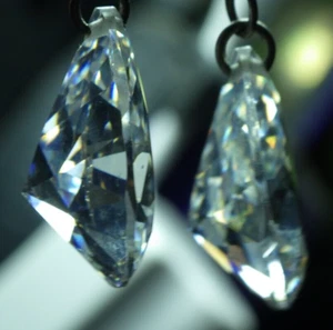 vintage sterling silver  crystal dangle drop earrings fire! 18X13X8 - Picture 1 of 7