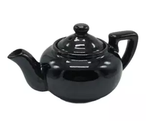 Tetera de cerámica Redware vintage esmalte marrón oscuro Japón enloquecida coleccionable - Imagen 1 de 8