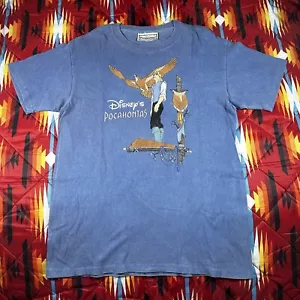 Vintage Disney Pocahontas Single Stitch T-Shirt Size XL Captain John Smith Blue - Picture 1 of 7