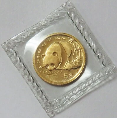1987 GOLD CHINA PANDA 5 YUAN 1/20oz SEALED COIN MINT STATE - Image 1 of 2