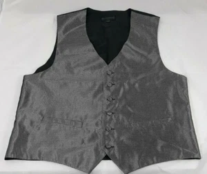 Mens Pronto Uomo Black Silver Vest Medium Six Button Front - Picture 1 of 4