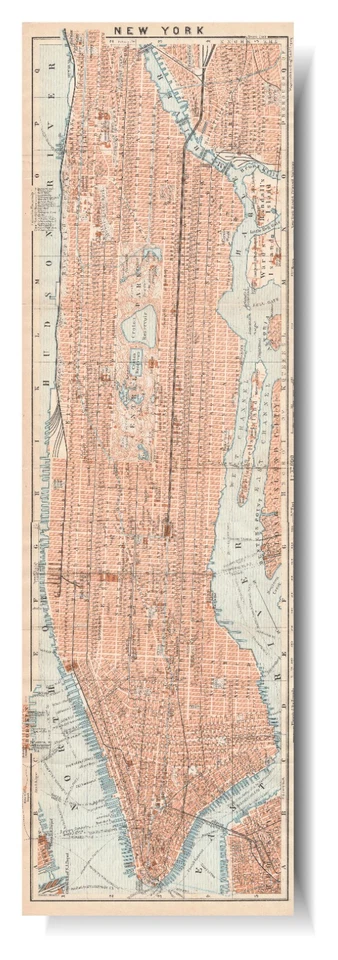 MANHATTAN Original map 1909 Broadway Authentic  NEW YORK CITY ANTIQUE MAP - Image 1 of 4