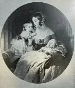 1909 Vintage Magazine Illustration Queen Victoria With Her Two Oldest Children - Picture 1 of 2